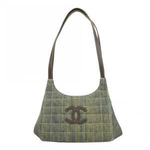 Chanel Shoulder Bag, Chocolate Bar Design, Denim, Brown, Blue, Women's